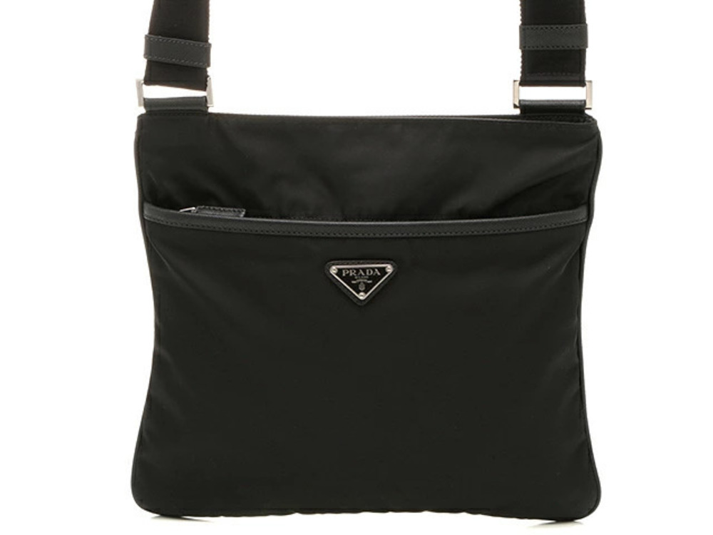 Prada Hobo Bag Canvas Leather Black